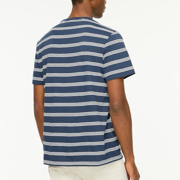 J Crew Men's Cotton Striped  Blue Tee  Slim Fit - Picture 5 of 5
